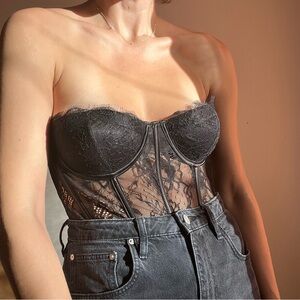 Otto Bustier Bodysuit in Black NWT